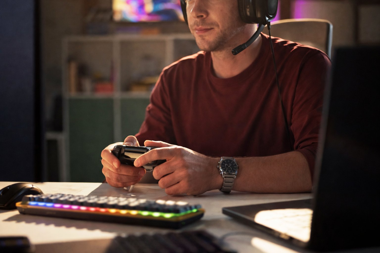 Person gaming with high-speed internet