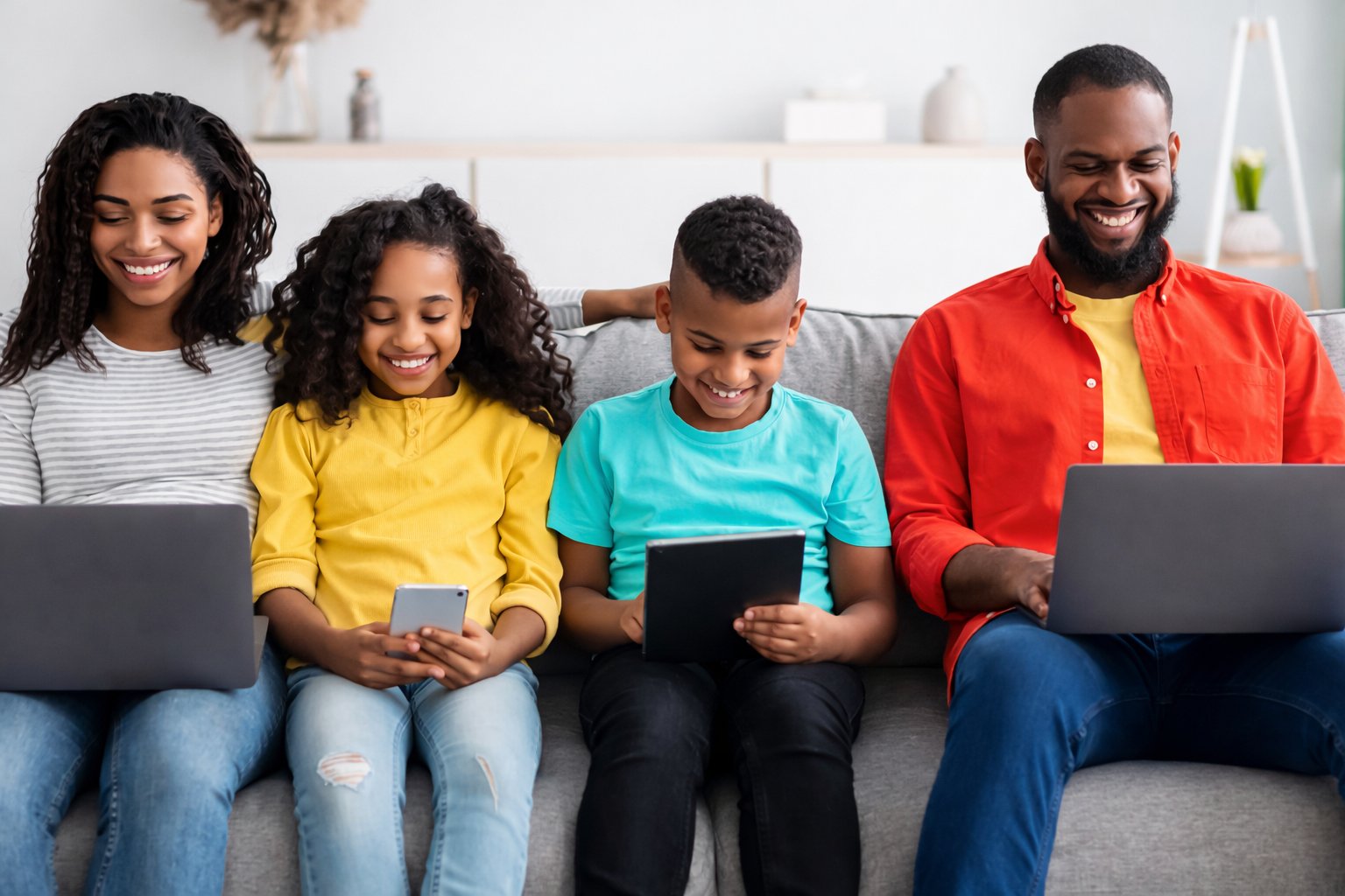 Family enjoying whole-home WiFi coverage